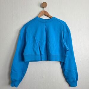 Everlane Cropped Crewneck Sweatshirt 100% Organic Cotton Blue - Small
